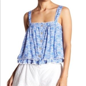 Free People blue/white floral top